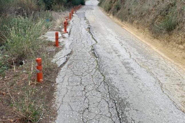 Πάτρα - Μιντιλόγλι: Μεγάλη καθίζηση σε δρόμο που ενώνει με τη Θέα