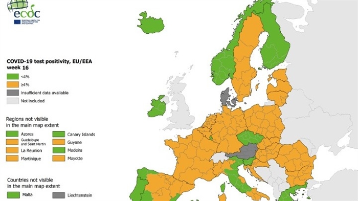 ΕCDC: «Πράσινη» για δεύτερη εβδομάδα η Ελλάδα στον δείκτη θετικότητας
