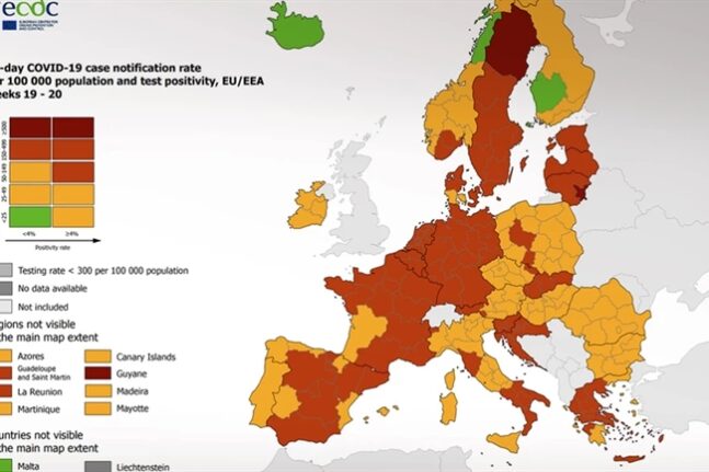 ECDC: Στο «κίτρινο» τρεις περιοχές της Ελλάδας
