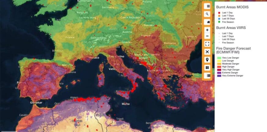 "Η Μεσόγειος φλέγεται"- Σοκαριστική EIKONA της λεκάνης της Μεσογείου από το σύστημα Copernicus