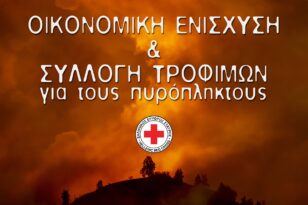 Κάλεσμα από τον Ελληνικό Ερυθρό Σταυρό για ενίσχυση των πυρόπληκτων