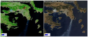 Δορυφορική απεικόνιση των ενεργών μετώπων σε Βίλια και Κερατέα