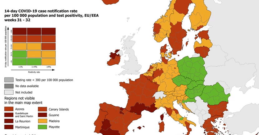 Κορονοϊός: Στο "κόκκινο" όλη η Ελλάδα - Ο χάρτης του ECDC