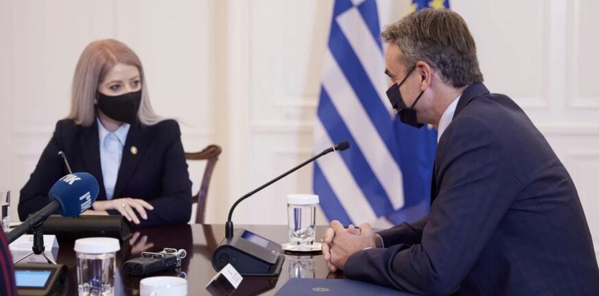 Συνάντηση Κυριάκου Μητσοτάκη με τη νέα πρόεδρο της Βουλής της Κύπρου, Αννίτα Δημητρίου