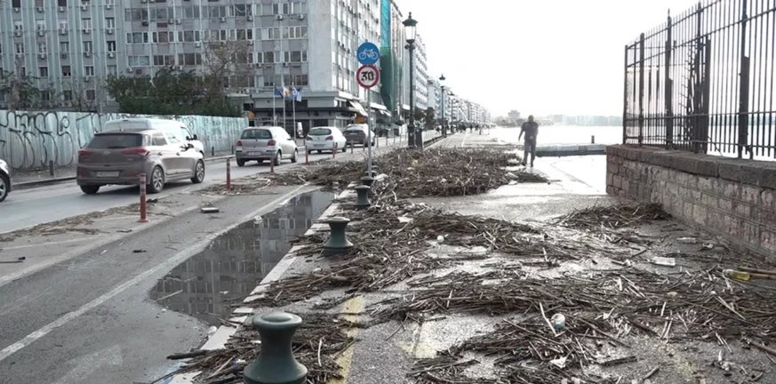 Θεσσαλονίκη: Κλαδιά και αντικείμενα ξέβρασε ο Θερμαϊκός - ΒΙΝΤΕΟ