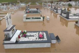 Κοζάνη: Πλημμύρισαν και τα νεκροταφεία στα Αλωνάκια μετά τις καταρρακτώδεις βροχές