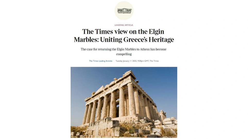 Οι Times του Λονδίνου υπέρ της επιστροφής των Γλυπτών του Παρθενώνα στην Ελλάδα