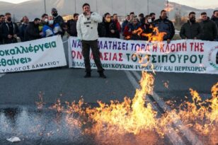 Πήραν φωτιά τα τσίπουρα στην εθνική οδό Λάρισας – Κοζάνης - ΒΙΝΤΕΟ
