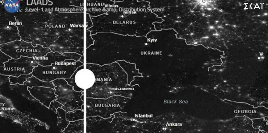 Πόλεμος στην Ουκρανία: Ο χάρτης της χώρας πριν και μετά τη ρωσική εισβολή από τη NASA ΒΙΝΤΕΟ