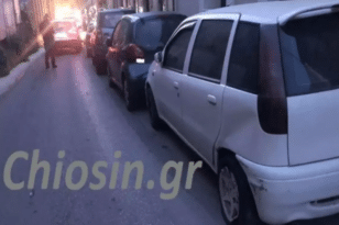 Χίος: Τρελή πορεία αυτοκινήτου που έπεσε πάνω σε 7 οχήματα