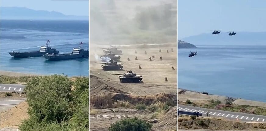 Πολεμικό σόου Ερντογάν στη Σμύρνη: Αποβατικά πλοία, ελικόπτερα, τεθωρακισμένα και πραγματικά πυρά στην EFES 2022
