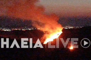 Ηλεία: Φωτιά στην Κορυφή Πύργου - Φαίνονται δύο οι εστίες