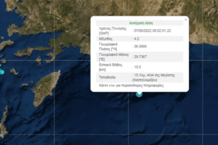 Σεισμός στο Καστελόριζο: 4,3 Ρίχτερ στα παράλια της Τουρκίας