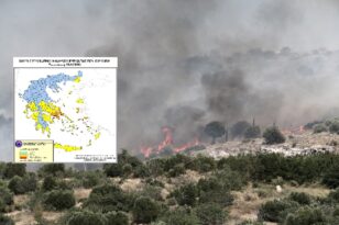 Πολιτική Προστασία: Πολύ υψηλός ο κίνδυνος πυρκαγιάς Παρασκευή -Χάρτης πρόβλεψης