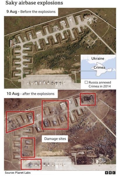 Ουκρανία: Η καταστροφή στην αεροπορική βάση στην Κριμαία μέσα από δορυφορικές φωτογραφίες