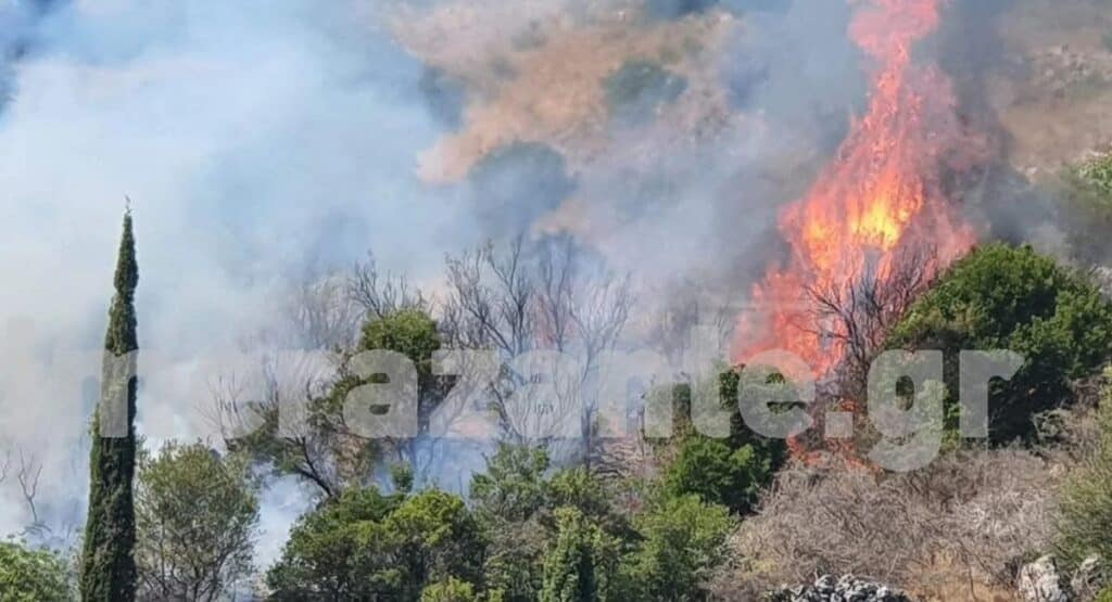 Φωτιά στην Ζάκυνθο: Διάσπαρτες εστίες στην περιοχή Μεγαλώνι - 112 για τον οικισμό Μεγάλα Αλώνια - ΦΩΤΟ ΒΙΝΤΕΟ