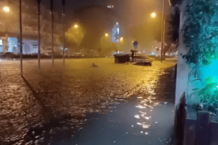 Κακοκαιρία στη Θεσσαλονίκη: Πλημμύρισε μέσα στη νύχτα η πόλη - Αυτοκίνητο «καρφώθηκε» σε ιχθυοπωλείο - BINTEO