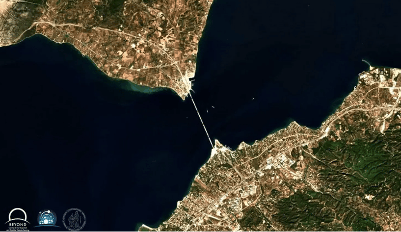 Η Γέφυρα Ρίου-Αντιρρίου από τον δορυφόρο του Copernicus ΦΩΤΟ