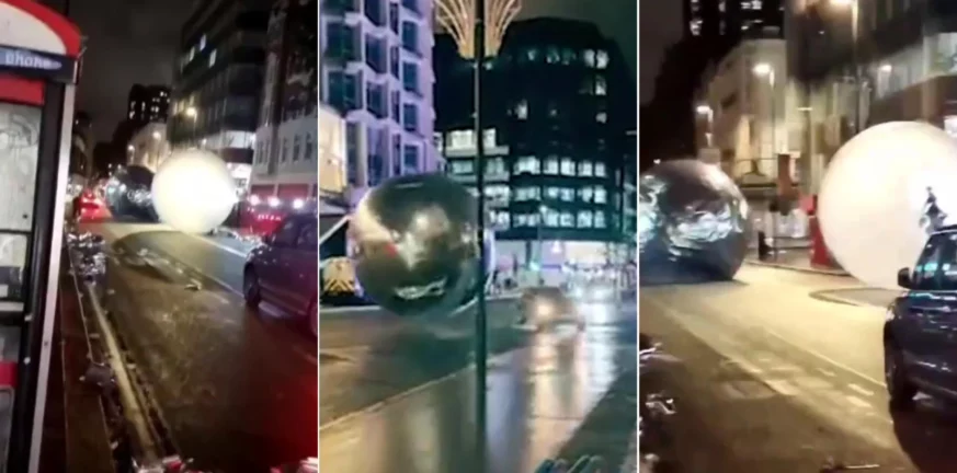 Λονδίνο: Πανικός στους δρόμους με τεράστιες χριστουγεννιάτικες μπάλες που βγήκαν εκτός ελέγχου -ΒΙΝΤΕΟ