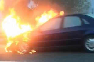 Τυλίχθηκε στις φλόγες αυτοκίνητο στην Αθηνών-Κορίνθου - Διακόπηκε η κυκλοφορία ΒΙΝΤΕΟ