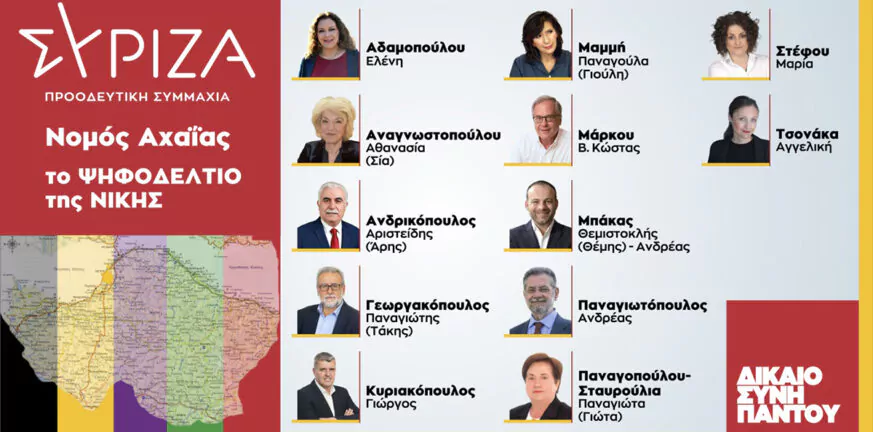 Εκλογές 2023: Οι υποψήφιοι του ΣΥΡΙΖΑ ΠΣ στην Αχαΐα