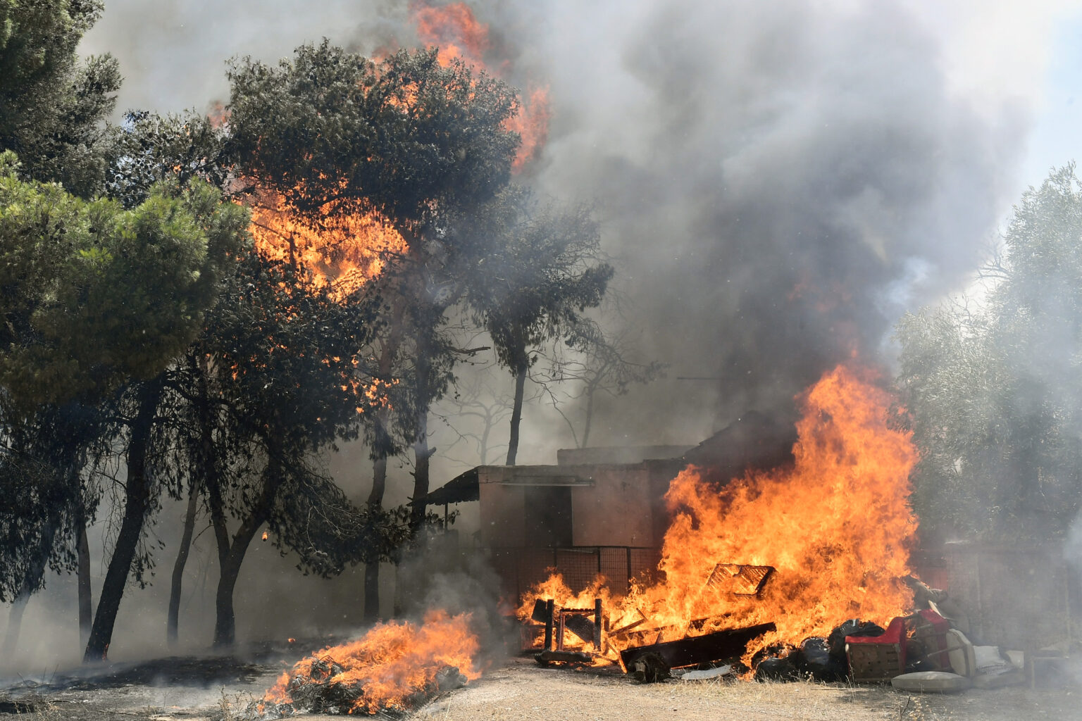 «Φλέγεται» το Λουτράκι: Μέτωπο χιλιομέτρων κατακαίει δίπλα στην Εθνική Οδό - Παραδόθηκαν στις φλόγες μόνιμες κατοικίες και εξοχικά ΦΩΤΟ