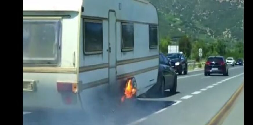 Τέμπη: Βίντεο ντοκουμέντο με το φλεγόμενο τροχόσπιτο που προκάλεσε δασική πυρκαγιά