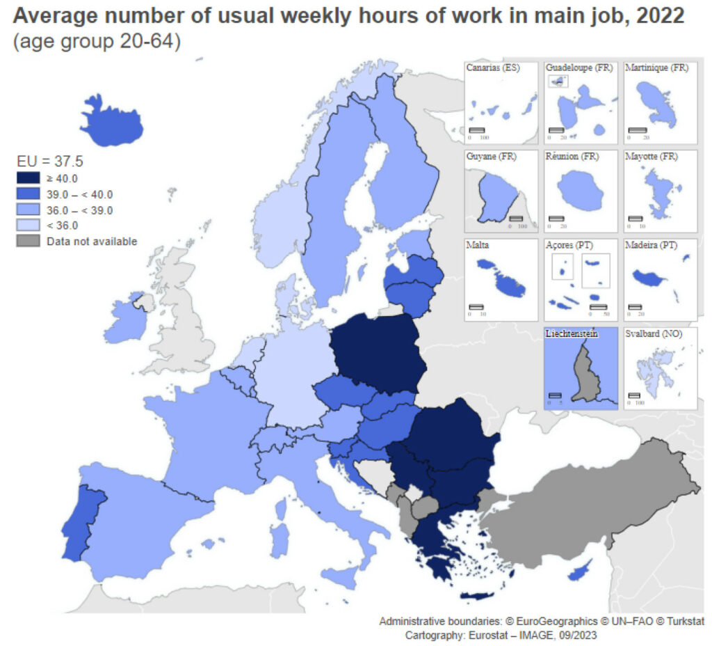 Eurostat: Οι Έλληνες είναι οι πιο «δουλευταράδες» στην EE - Περισσότερες ώρες δουλειάς από όλους ΧΑΡΤΗΣ