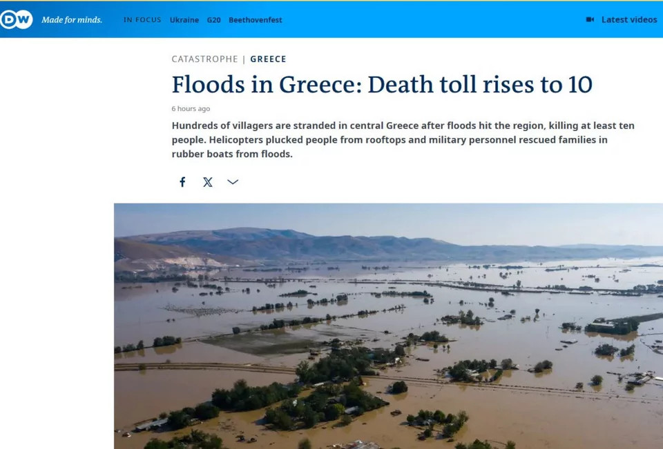 «Η Ελλάδα στην πρώτη γραμμή της κλιματικής αλλαγής» - Πώς μεταδίδουν τα διεθνή ΜΜΕ την κακοκαιρία στη χώρα μας