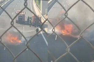 Φωτιά σε αυτοκίνητο στην Αττική Οδό ΒΙΝΤΕΟ