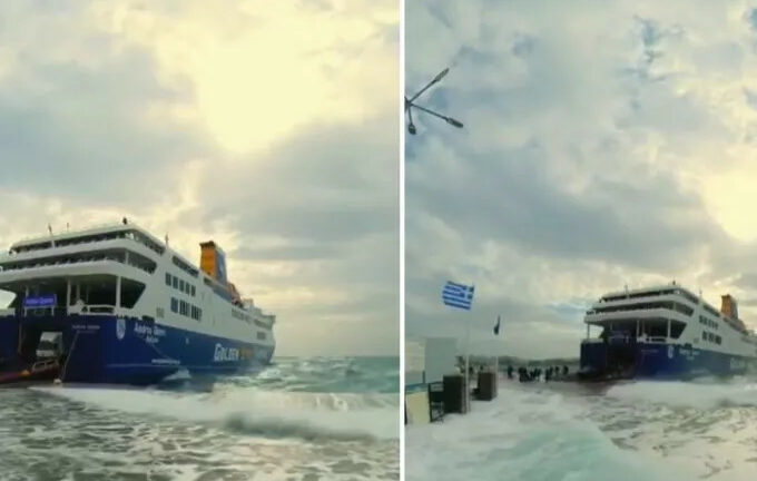 Τήνος: Τεράστια κύματα «καταπίνουν» τον προβλήτα την ώρα που αποβιβάζεται κόσμος από πλοίο της γραμμής - Απίστευτο ΒΙΝΤΕΟ