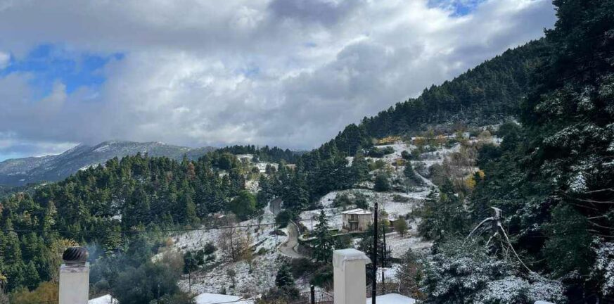 Χιονισμένη Κυριακή στα ορεινά της Αχαΐας - Έπεσαν οι πρώτες νιφάδες ΦΩΤΟ