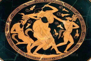 Παράσταση χορού σε ψηφιδωτό δάπεδο, ρωμαϊκής περιόδου, που εκτίθεται στο Αρχαιολογικό Μουσείο Πάτρας