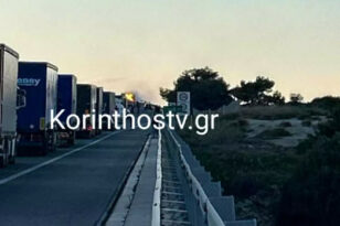 Πατρών - Κορίνθου: «Λαμπάδιασε» φορτηγό στην Εθνική Οδό - Στο ύψος της Ακράτας