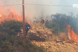 Συναγερμός στην Πυροσβεστική: Φωτιά στους Κήπους Βραυρώνας στο Μαρκόπουλο Αττικής