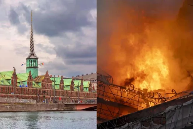 Δανία: Πυρκαγιά κατέστρεψε το μισό κτίριο του Παλαιού Χρηματιστηρίου της Κοπεγχάγης - ΒΙΝΤΕΟ
