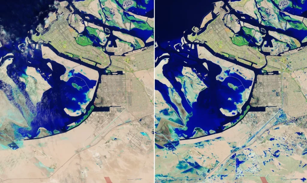 Πλημμύρες Ντουμπάι: Τι κατέγραψε πριν και μετά δορυφόρος από το διάστημα