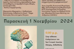 Πάτρα: Την Παρασκευή ημερίδα:«Ο ρόλος των ενηλίκων στη βιοψυχοκοινωνική ανάπτυξη των εφήβων»