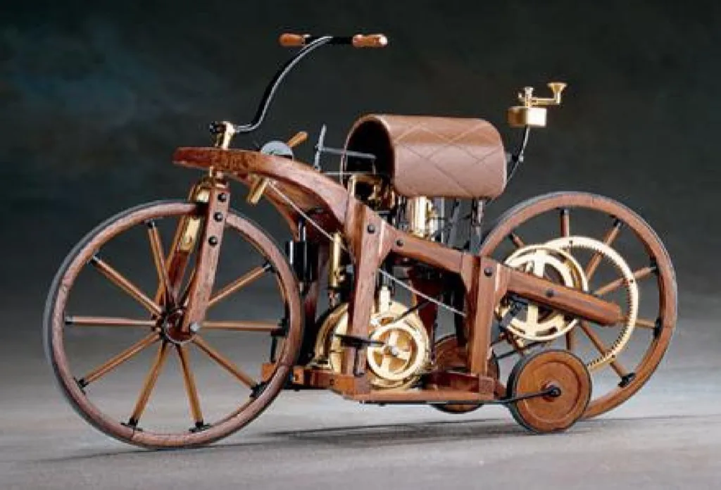 On this day, November 10, 1885, Gottlieb Daimler, later founder of Mercedes, builds the first motorcycle