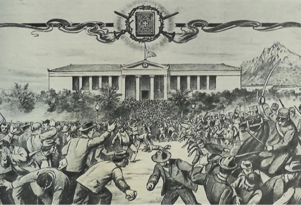 On this day, November 8, 1901, violent clashes broke out in the center of Athens, on the occasion of the translation of the Gospel into the vernacular, what else happened