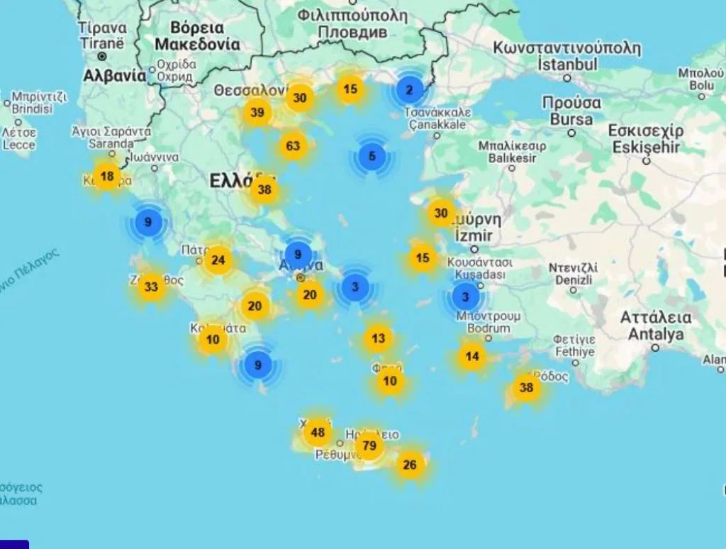Ο χάρτης με τις «Γαλάζιες Σημαίες»