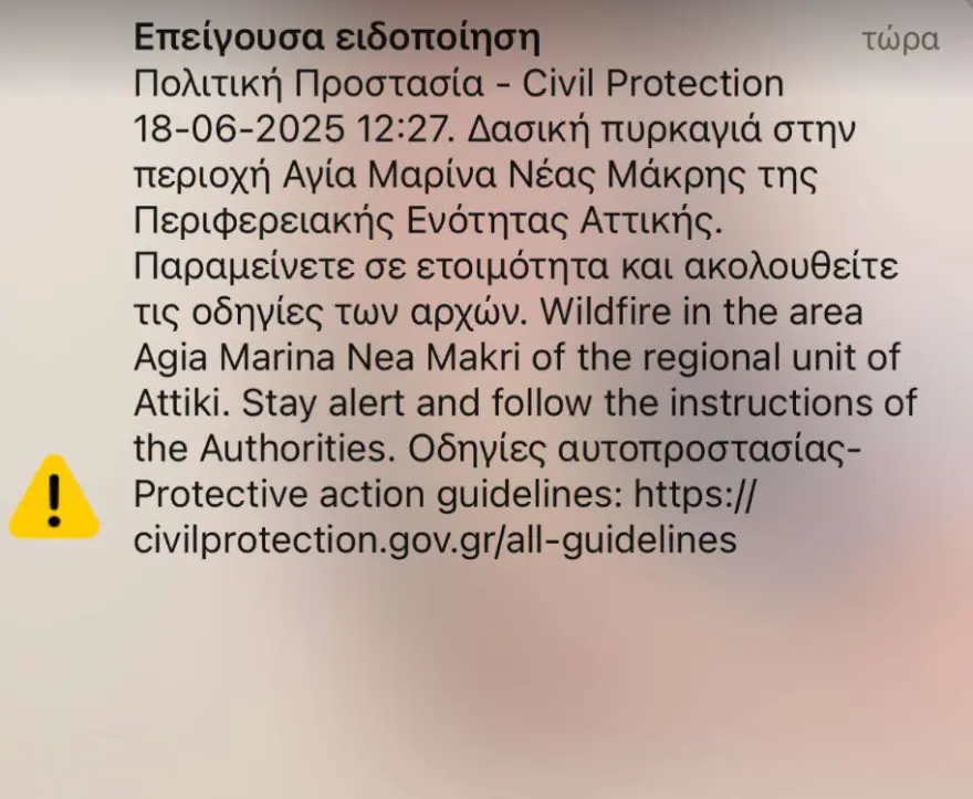 Φωτιά στην Αγία Μαρίνα Γραμματικού – Μήνυμα 112 στους κατοίκους, σηκώθηκαν εναέρια μέσα