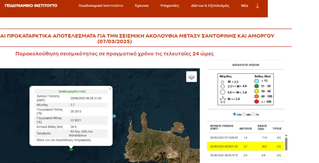 Κρήτη: Σεισμός τώρα 3,7 Ρίχτερ κοντά στα Χανιά