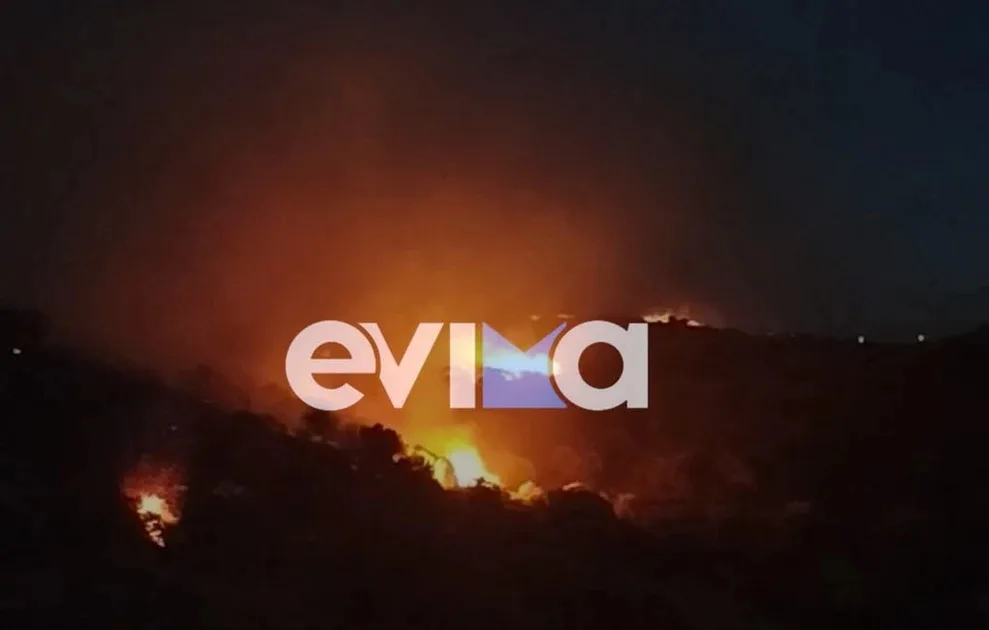 Εύβοια στις φλόγες: Εφιαλτική νύχτα στην Κάρυστο, η φωτιά «γλείφει» τα σπίτια