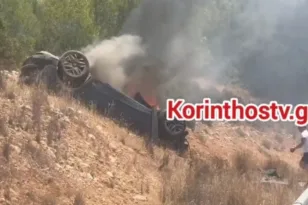 Σοκαριστικό τροχαίο στο δρόμο προς τη λίμνη Βουλιαγμένης Κορινθίας