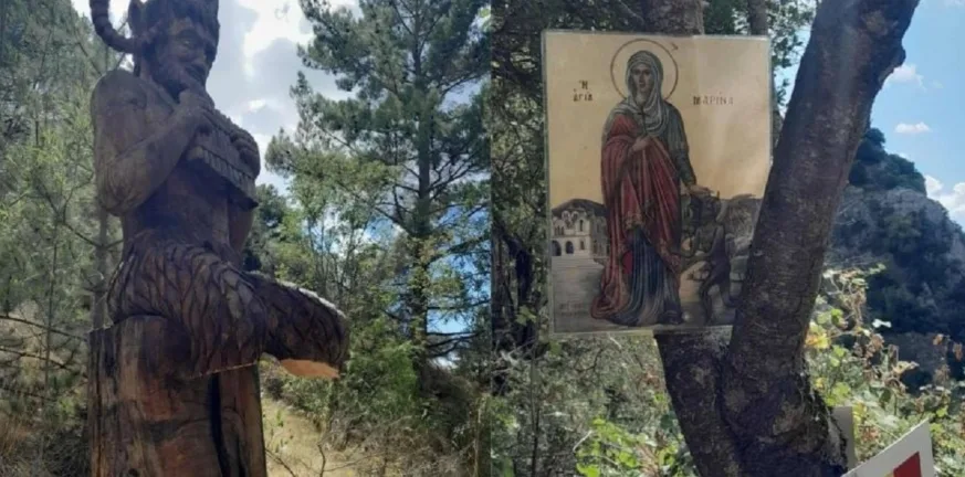 Στεμνίτσα Αρκαδίας: Βανδάλισαν το άγαλμα του Πάνα – Φέιγ βολάν και εικόνες δίπλα στο έργο τέχνης