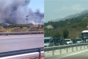 Αγρίνιο: Φωτιά σε χωράφια δίπλα από την Ιόνια Οδό ΒΙΝΤΕΟ