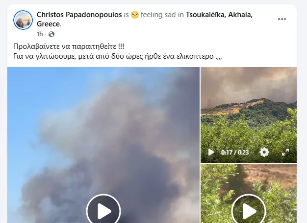 Φωτιά στην Αχαΐα: Καταγγελία για καθυστέρηση εναέριων μέσων στη φωτιά της ΒΙΠΕ Πατρών