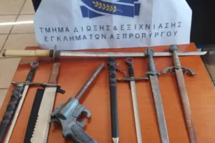 Ασπρόπυργος: Πιστόλι, κατάνα και ξιφίδια βρέθηκαν σε σπίτι 25χρονης