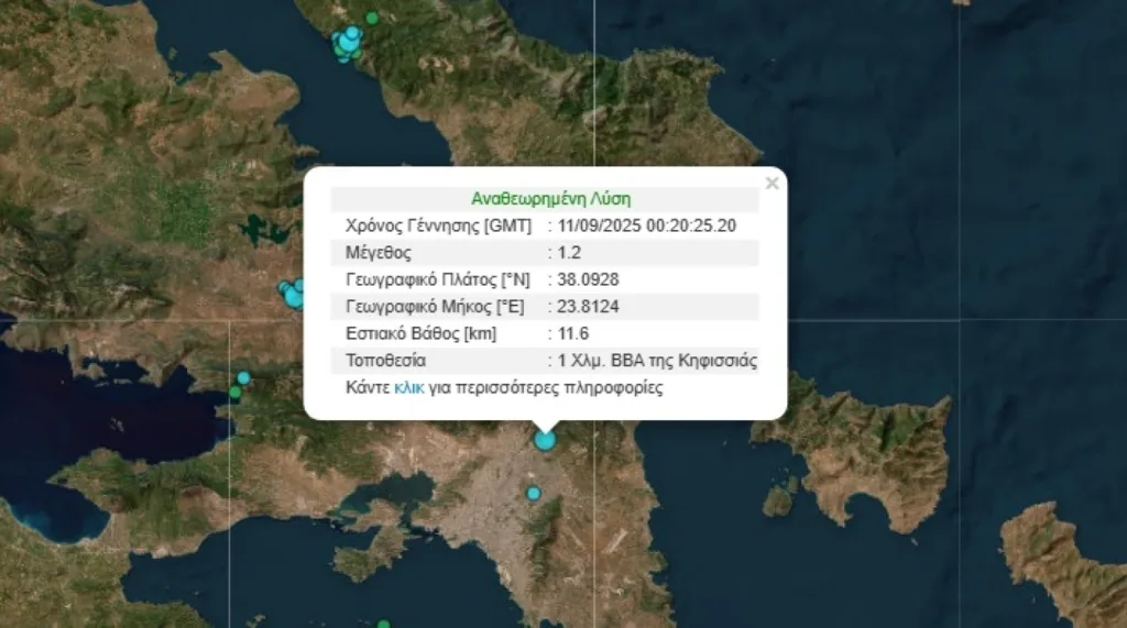 Διπλή σεισμική δόνηση στα βόρεια προάστια αναστάτωσε τα ξημερώματα την Αττική